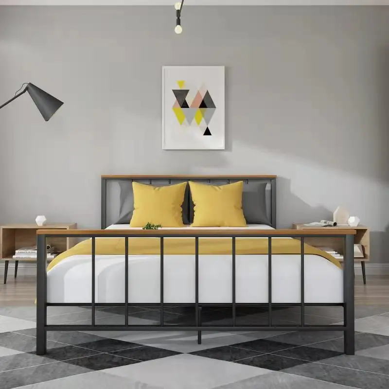 Metal Platform Bed frame with Headboard and Footboard,Sturdy Metal Frame,No Box Spring Needed(Queen/Full/Twin) Bedroom Furniture