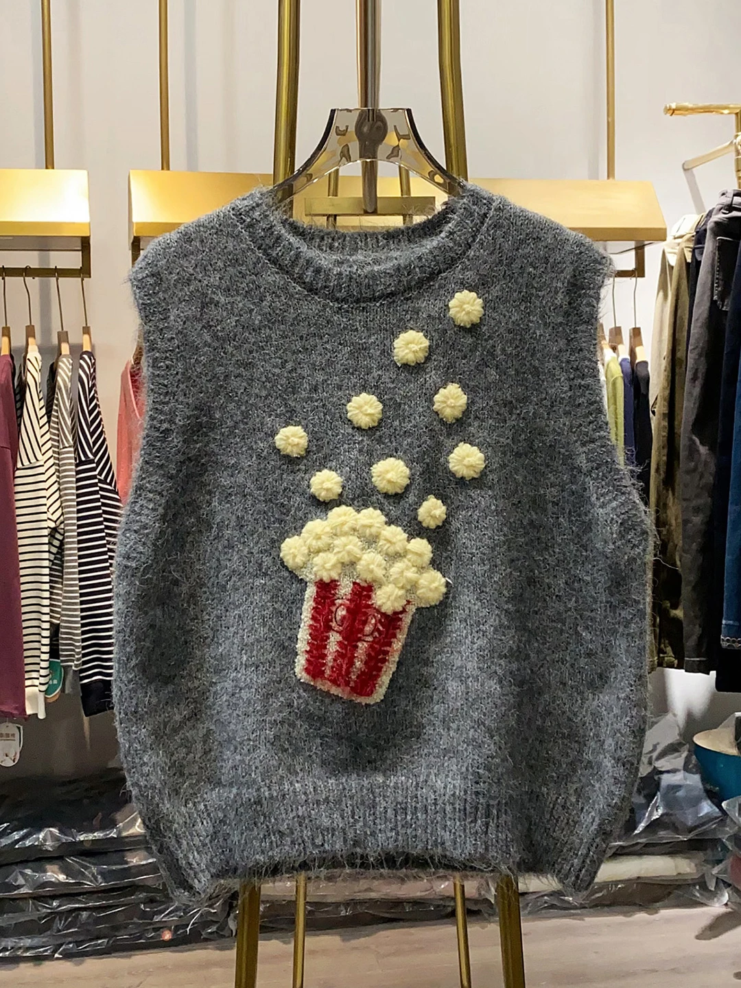 

Soft Cozy Knitted Plu Vest Women's round Ne Svel Comfortable Top Korean Sle Retro Sweetened Stand Fit Outerwear