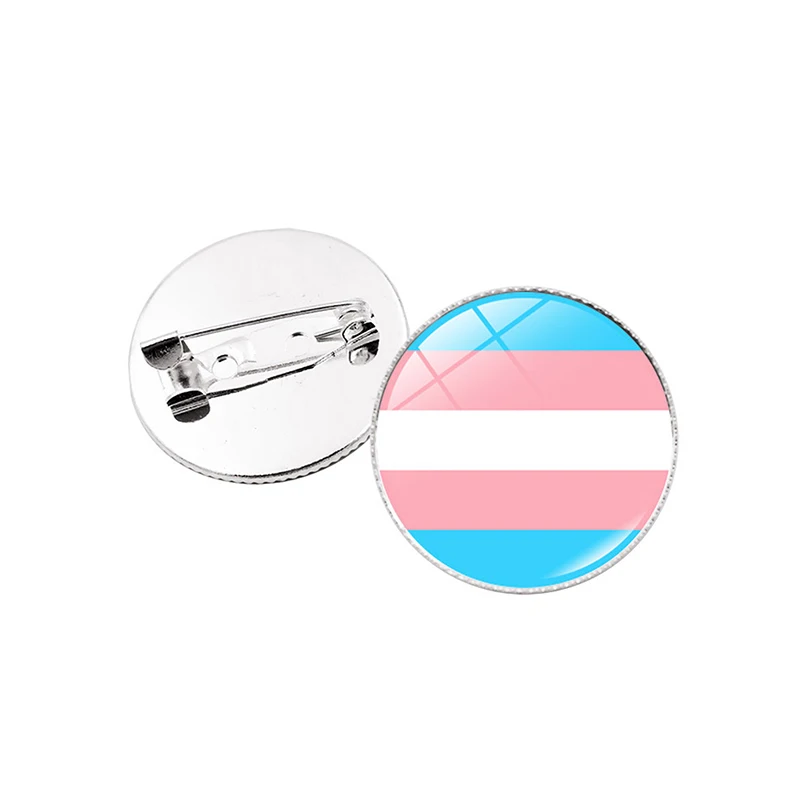 Spilla rotonda LGBT Pride Badge Rainow Flag Glass Pins lesbiche Gay Transgender Queer asessual Pansexual Jewelry