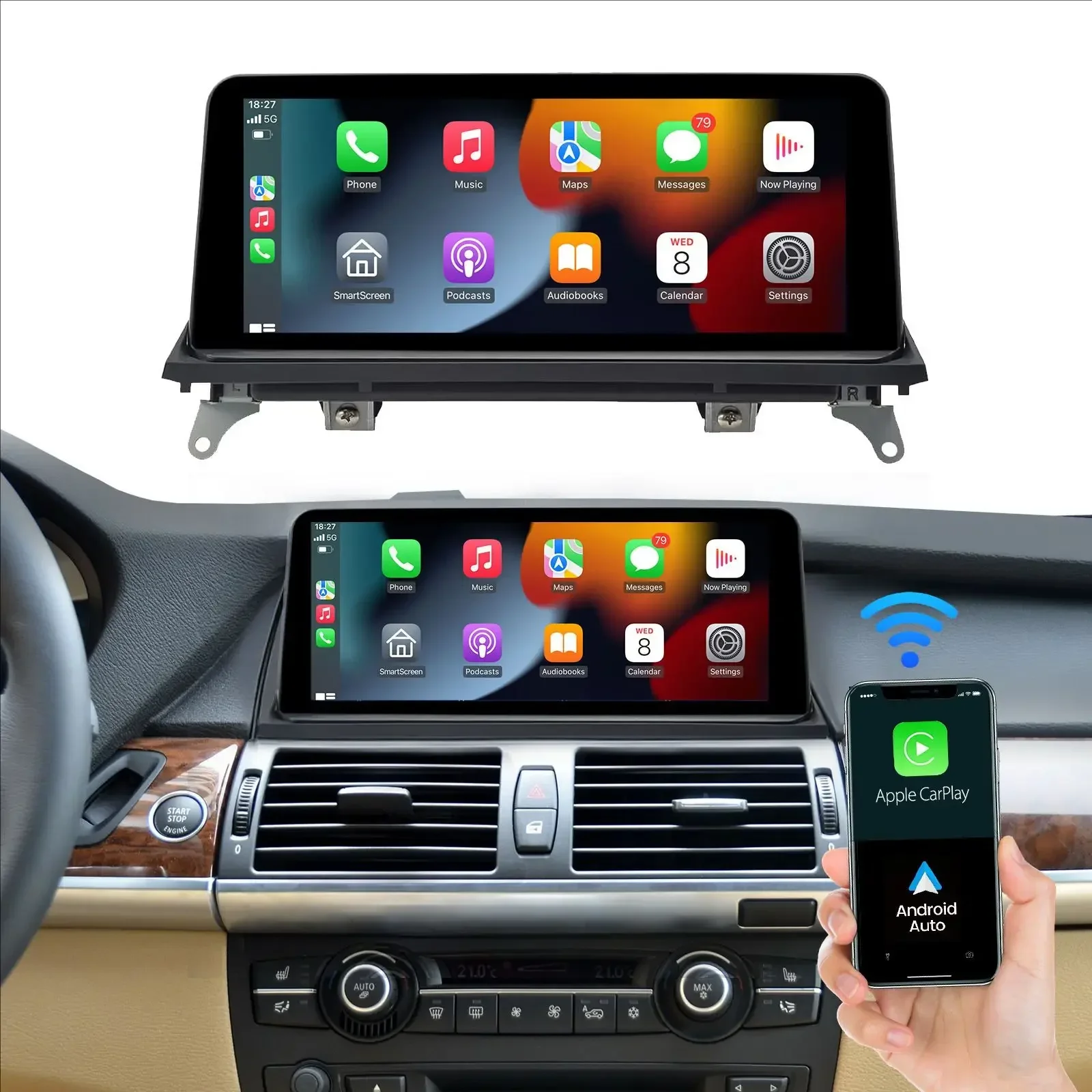 12.5  Inch for X5/X6 E70 E71 Cars GPS Navigation System Touchscreen  Supports CarPlay Android Auto Bluetooth Dashboard