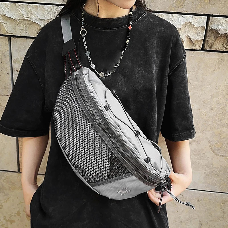 Gym Motorcycle Chest Bag Men Large Storage Outdoor Travel Shopping Commuting Waist Bags Multifunctional Sports Fanny Pack
