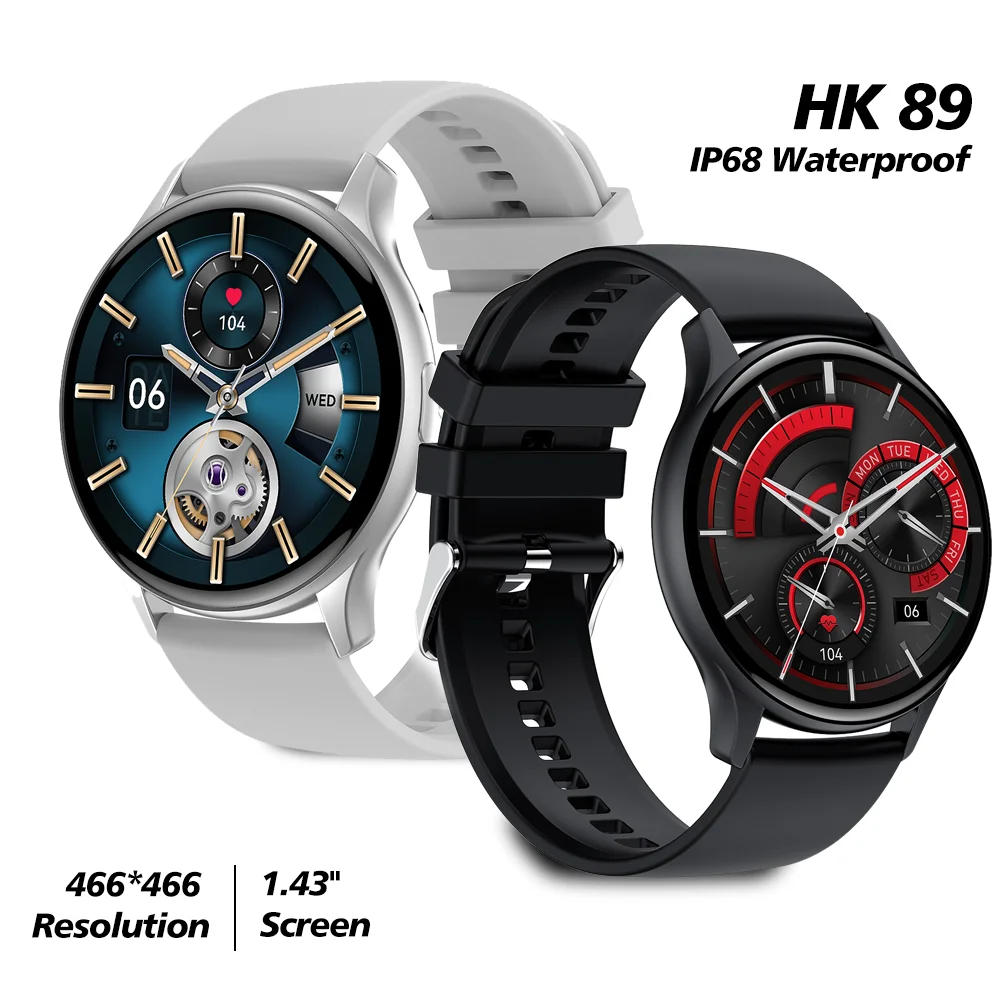 NFC HK89 Smart Watch AMOLED Touchscreen Waterproof Answer Call Health Monitoring Sports Smartwatch for Android iOS Smartphone