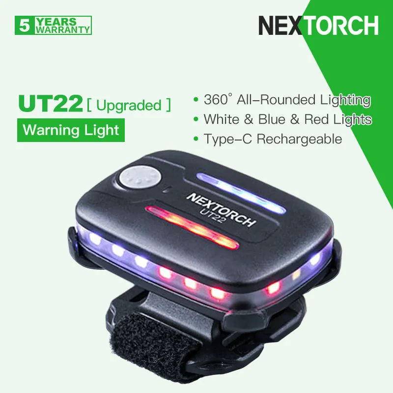 Nextorch UT22(Upgraded) 360° All-Rounded Lighting Warning/Signal Clip-Light/Flashlight. Gravity & Gesture Control, Rechargeable