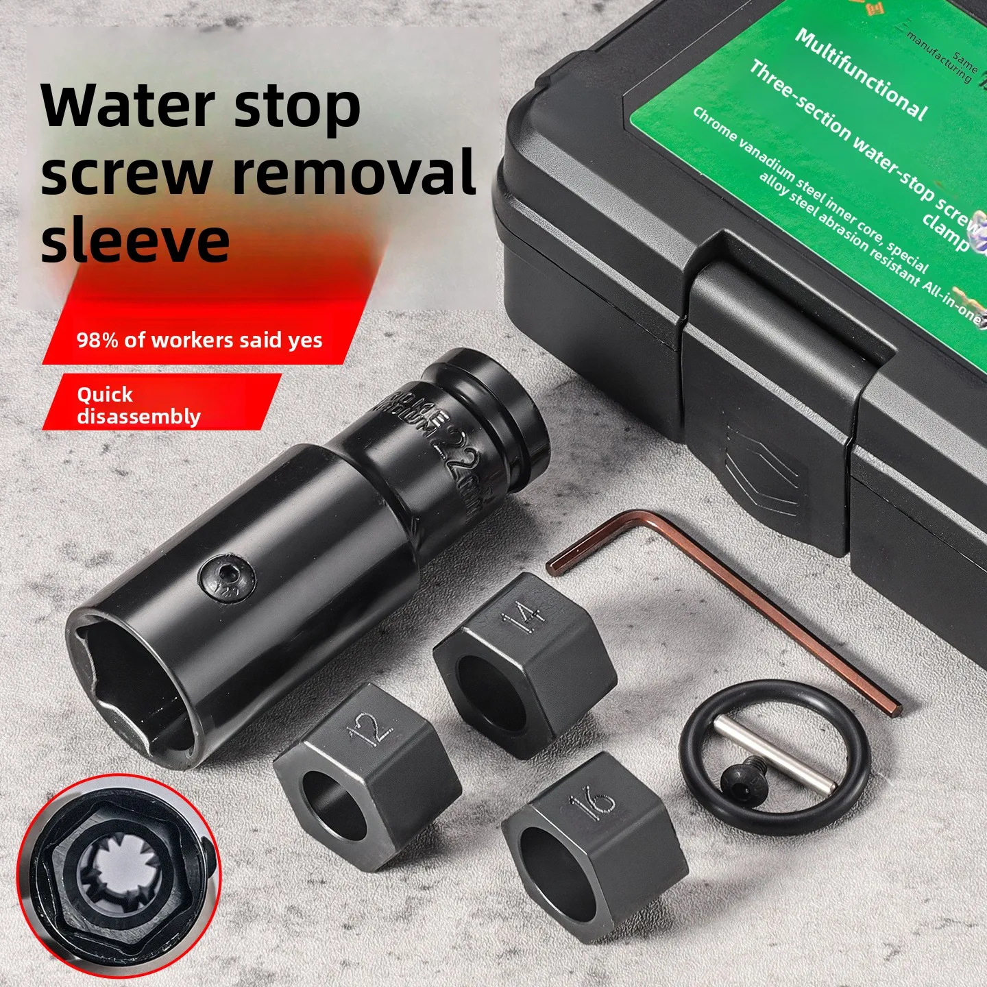 

1/2 Lengthened Water Stop Thread Buckle Removal Socket - Chrome Molybdenum Steel Hex Air Gun Auto Repair Tool