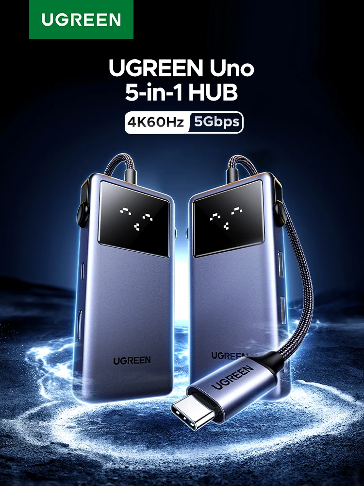 UGREEN Uno USB C HUB Type-C do 4K60Hz HDMI USB3.0 Porty Danych PD100W 5-w-1 Stacja Dokująca do MacBook Air/Pro Lenovo Dell HP Akcesoria — zdjęcie produktu 7