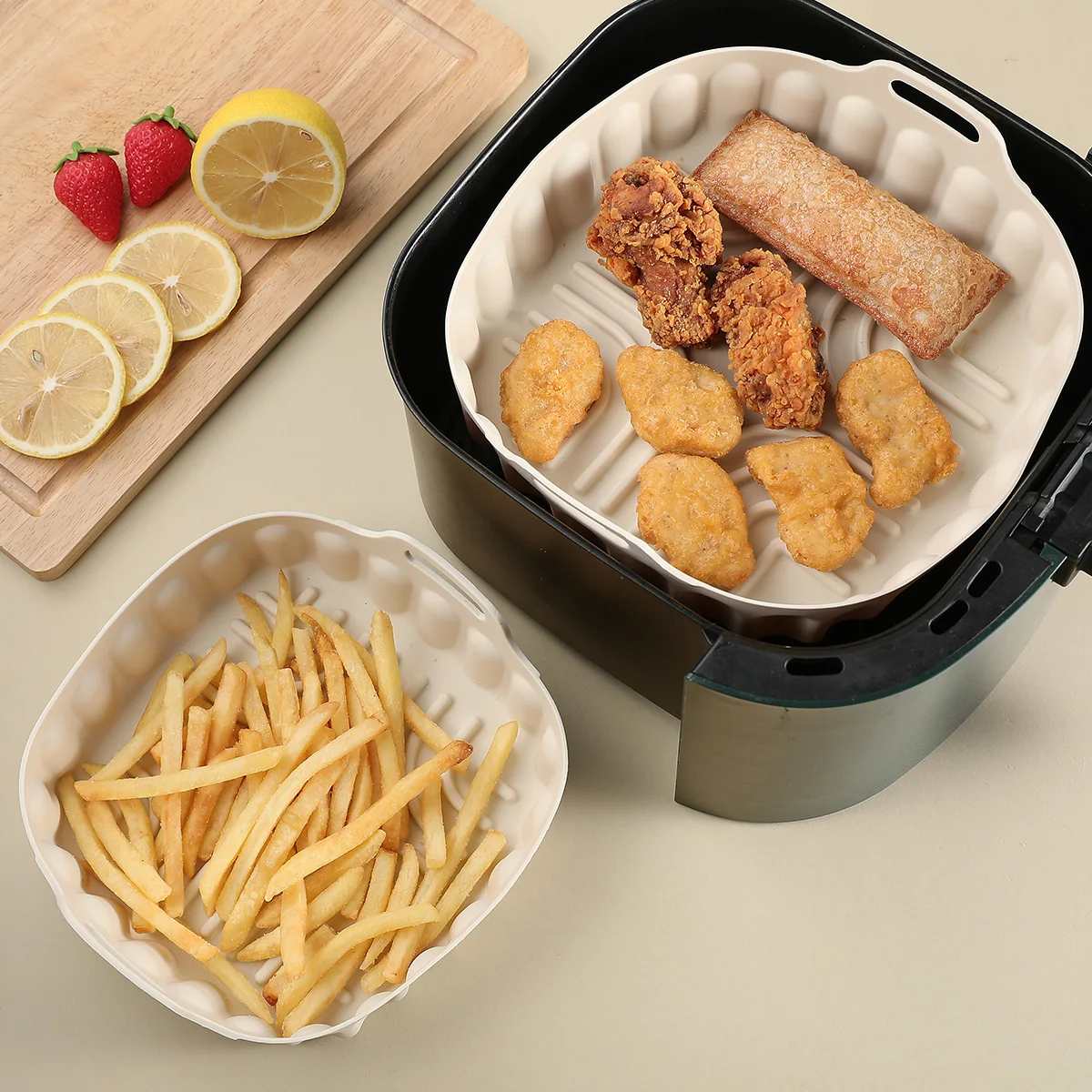 Meistverkaufte Silikonform für Heißluftfritteusen, Backblech für den Ofen, Frittierkorb-Einlage, Silikontopf für Heißluftfritteusen, Ersatz-Backblech, Backzubehör