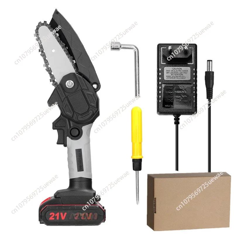 6 inch 21V mini electric chain saw, small woodworking garden logging saw, handheld lithium electric saw with brush motor