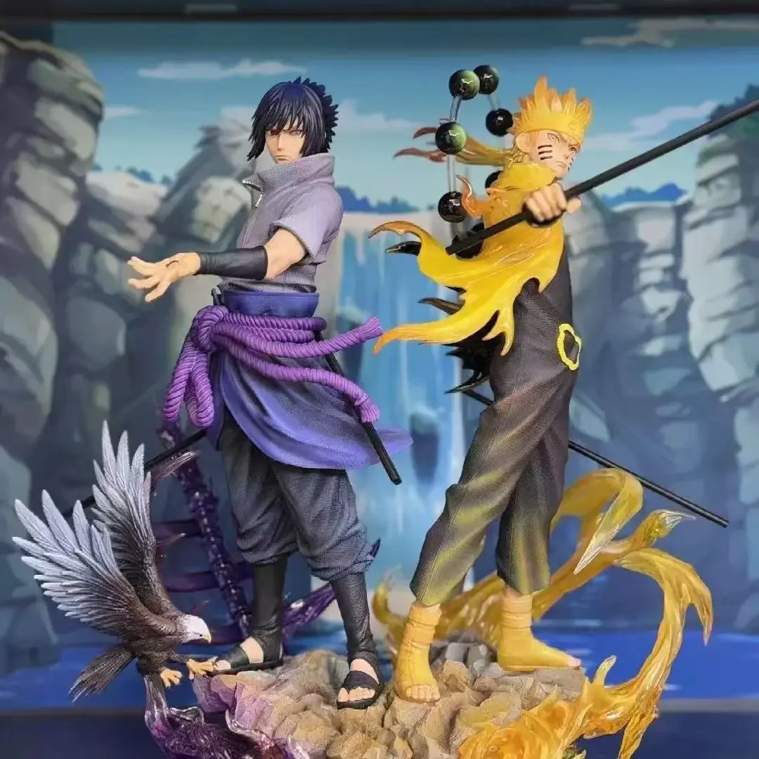 38 cm Naruto Shippuden Anime Figurine Naruto Uzumaki Sasuke Uchiha Figurine modèle jouet PVC Statue poupée Collection cadeau
