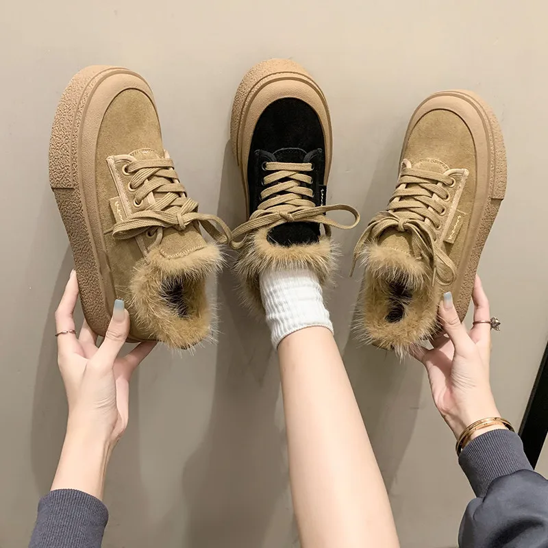 All-Match Women Round Toe Clogs Platform British Style Casual Female Sneakers Korean Shoes Creepers Cross Preppy New Winter