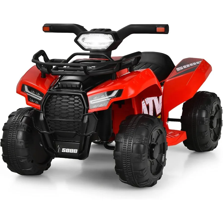ATV 6V Veicolo elettrico alimentato a batteria Quad a quattro ruote con cestino portaoggetti Faro Corno Musica MP3 e USB Bambino 4 ruote R