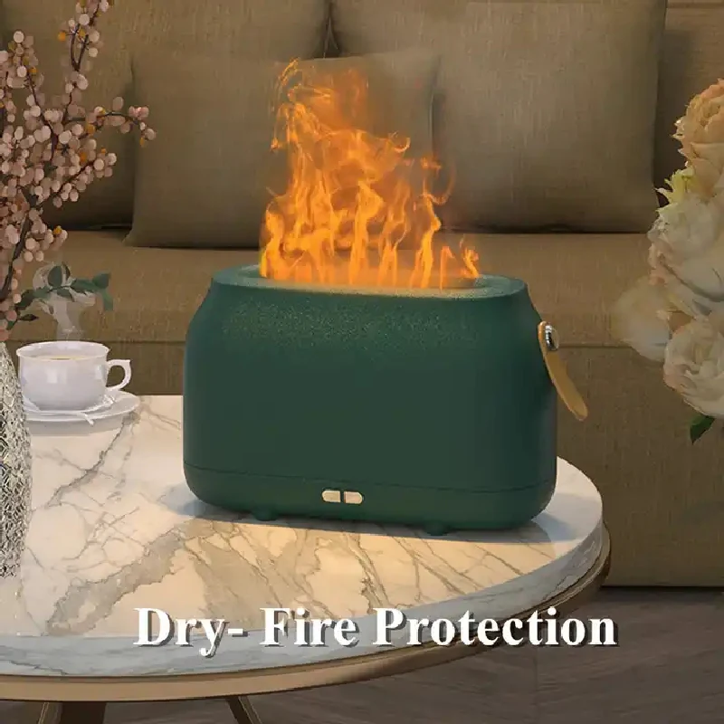 เครื่องเพิ่มความชื้นในก้านปักน้ำมันหอมระเหยแบบ Essential, เครื่องพ่นอโรมาเครื่องเพิ่มความชื้นขนาดเล็กแบบอัลตราโซนิคพร้อมเปลวไฟจำลองไฟกลางคืน