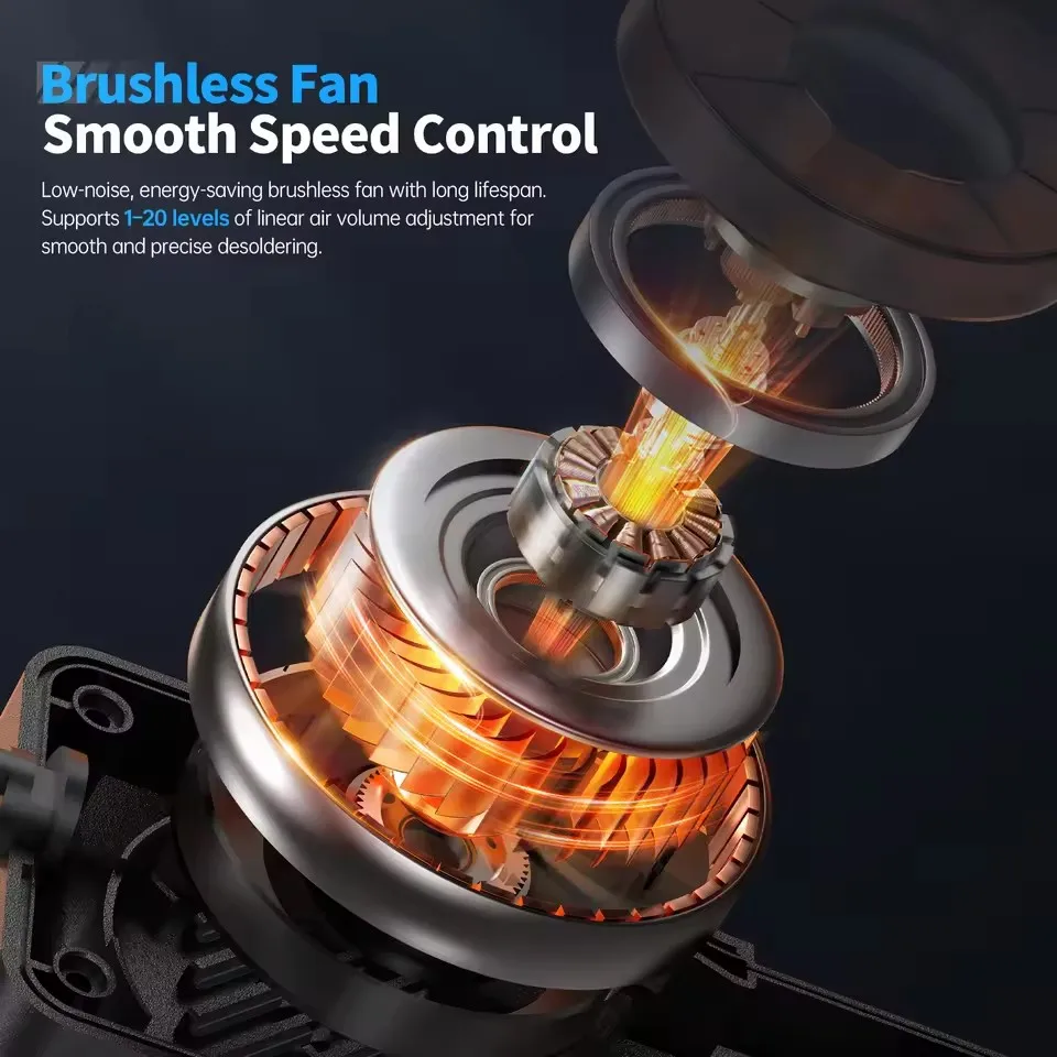 FNIRSI SAG-55 Micro Hot Air Gun 550W with Stand BGA Rework LCD Digital Hair Dryer Soldering Heat Gun for Welding Repair Tools