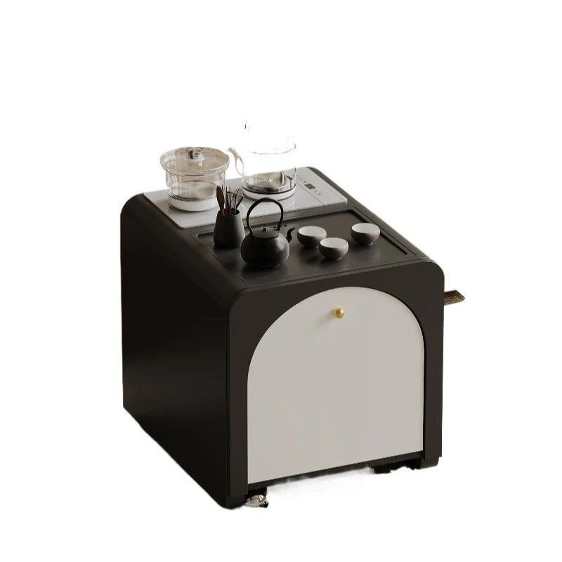 

Mobile tea table household small tea cart kettle integrated balcony