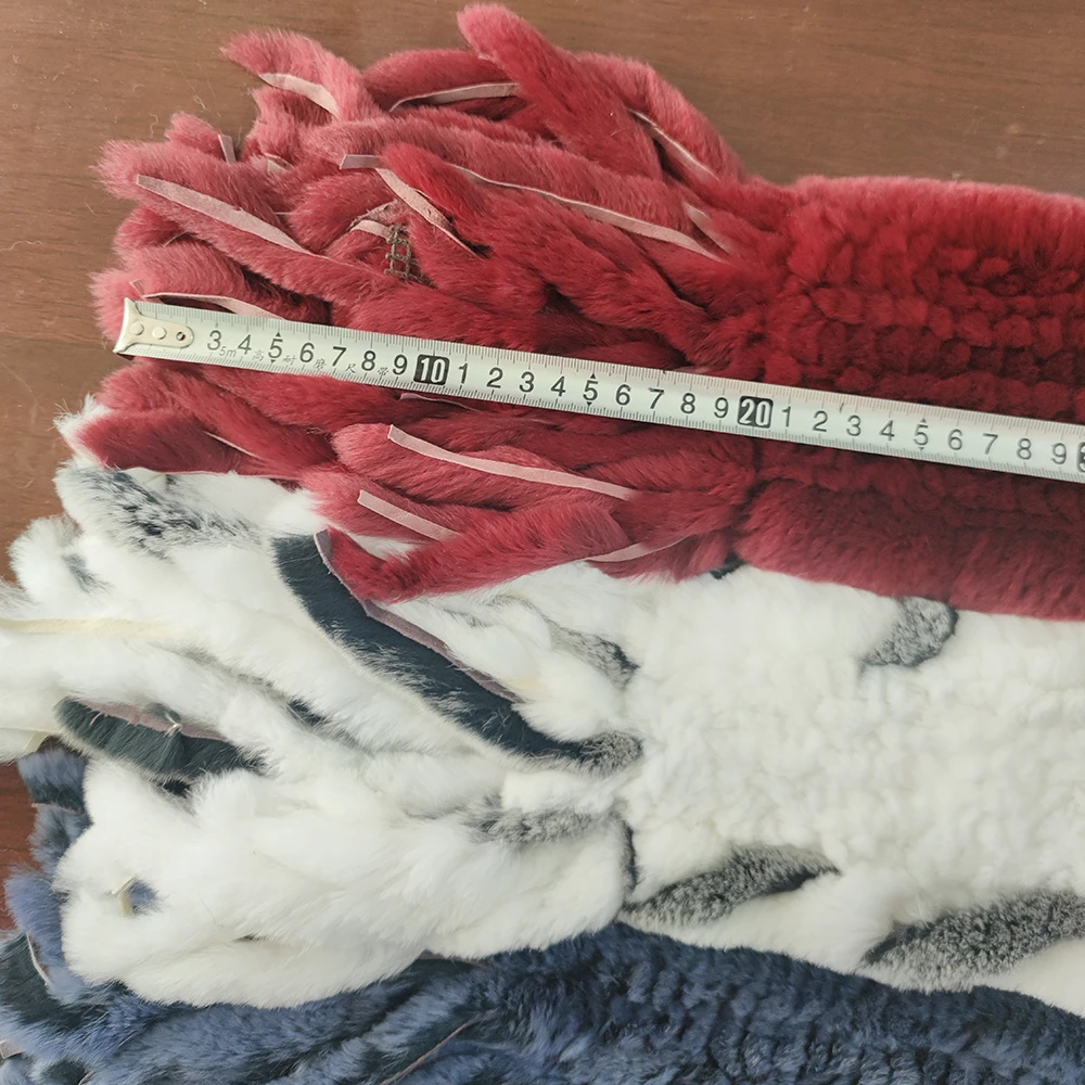 Moda Inverno Mulheres Mão De Malha Real Rex Rabbit Fur Scarf Shawl Natural Soft Rex Rabbit Fur Silenciador Lady Long Real Fur Scarves