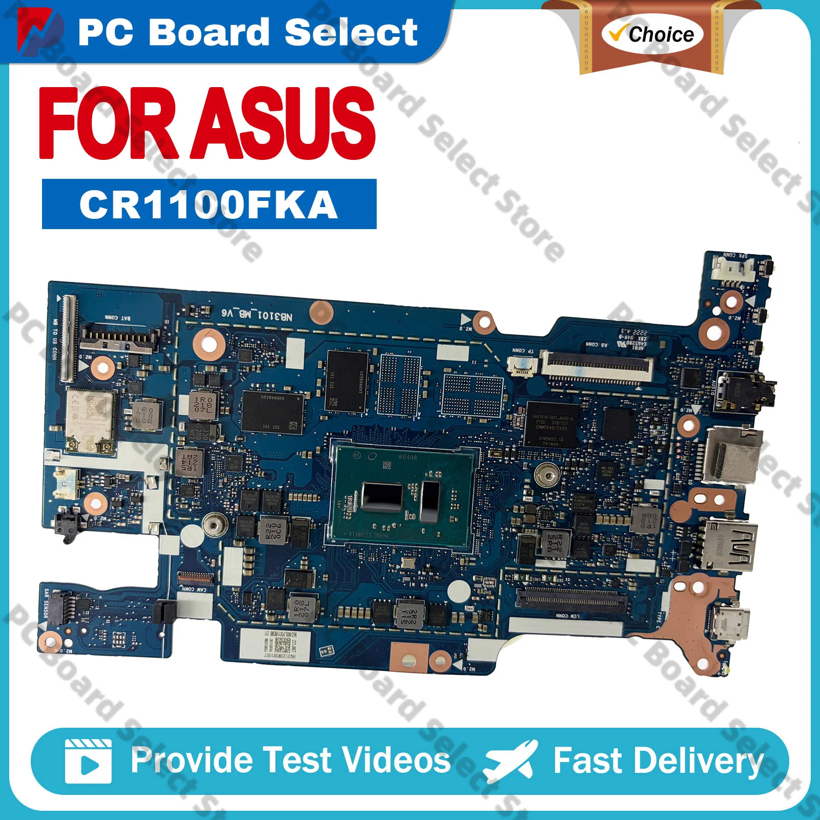 CR1100FKA Laptop Motherboard For ASUS Chromebook CR1 CR1100FKA Notebook Mainboard W/ Celeron CPU 100% tests OK fast ship