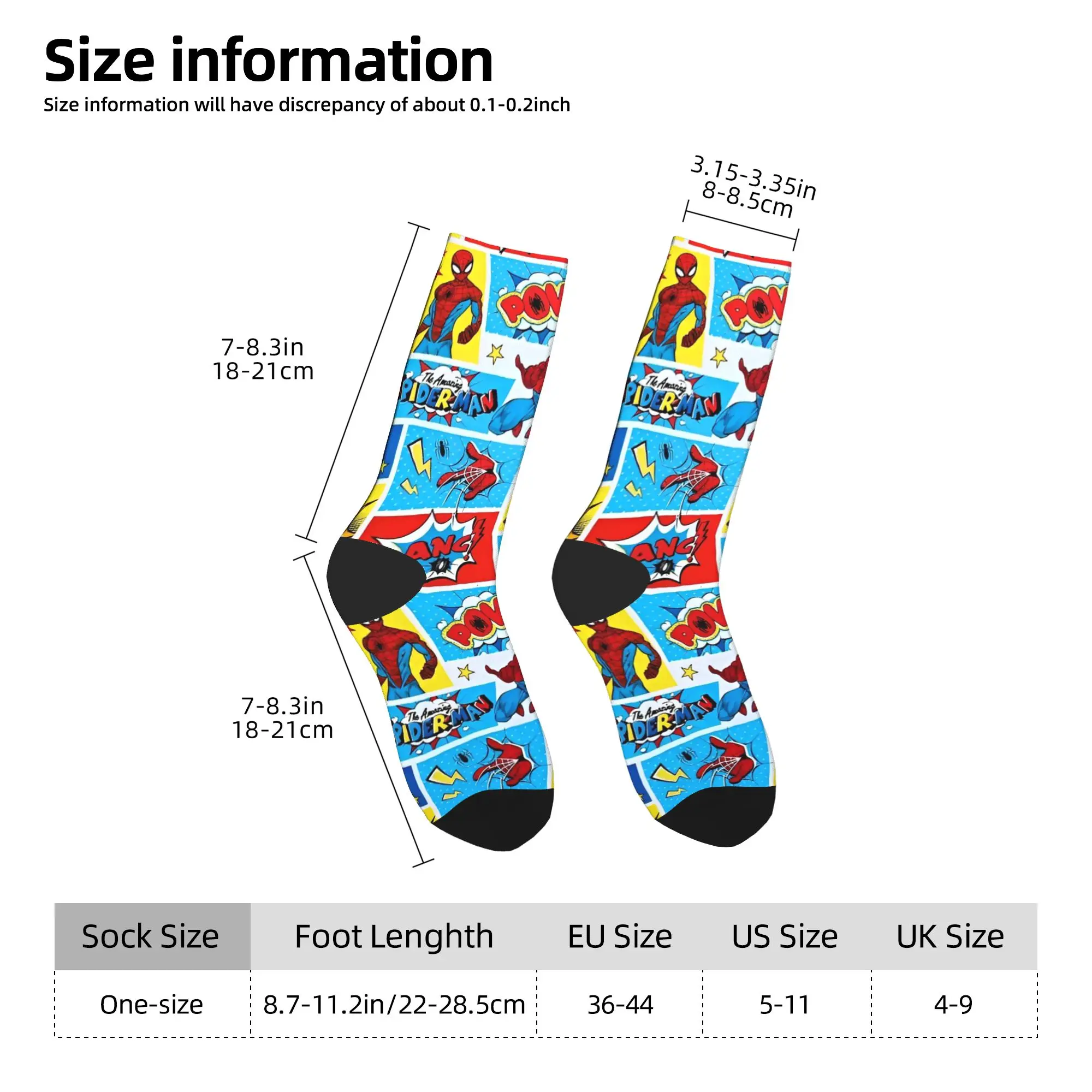 ファッションメンズソックスカジュアルスパイダーマンヒーローソックスポリエステルスポーツ女性靴下春夏秋冬