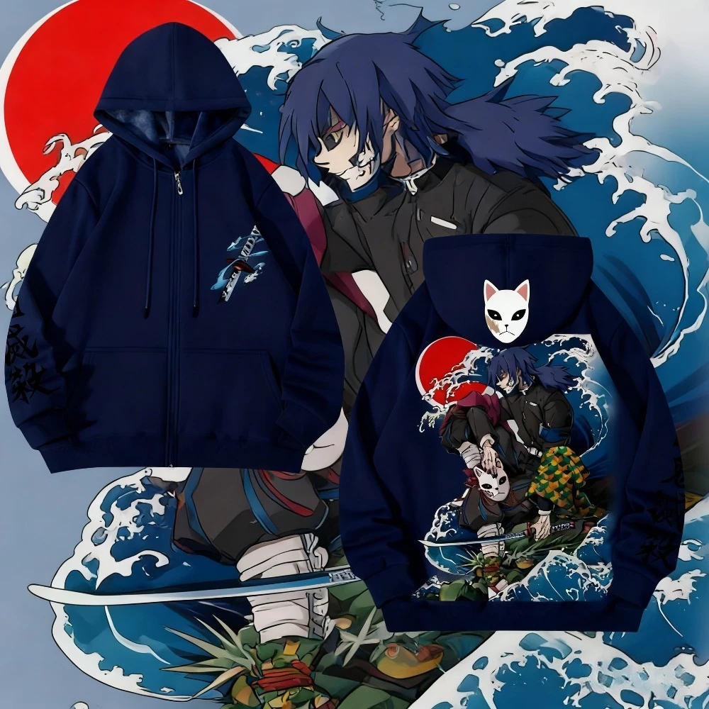 Demon Slayer Men's and Women's Zipper Coat Hoodie Sweater Long-sleeved Jacket Tanjiro Kamado Japan Anime Spring and Autumn Top
