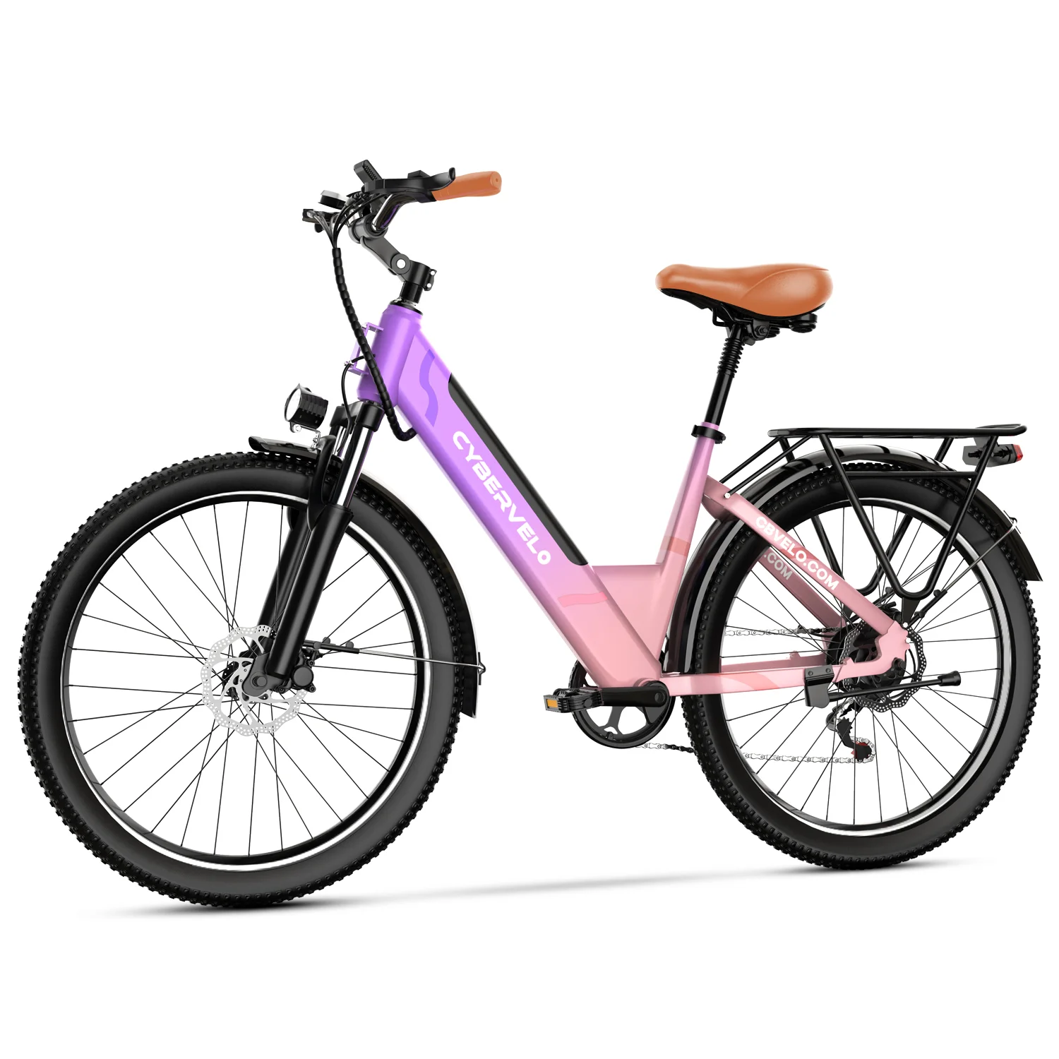 Cybervelo EK2 1000W Peak Electric Bike for Adults, 26 Inch Step-Thru Urban Commuter Ebike, Built-in Removable Battery, 7-Speed City Travel E-Bicycle image 3