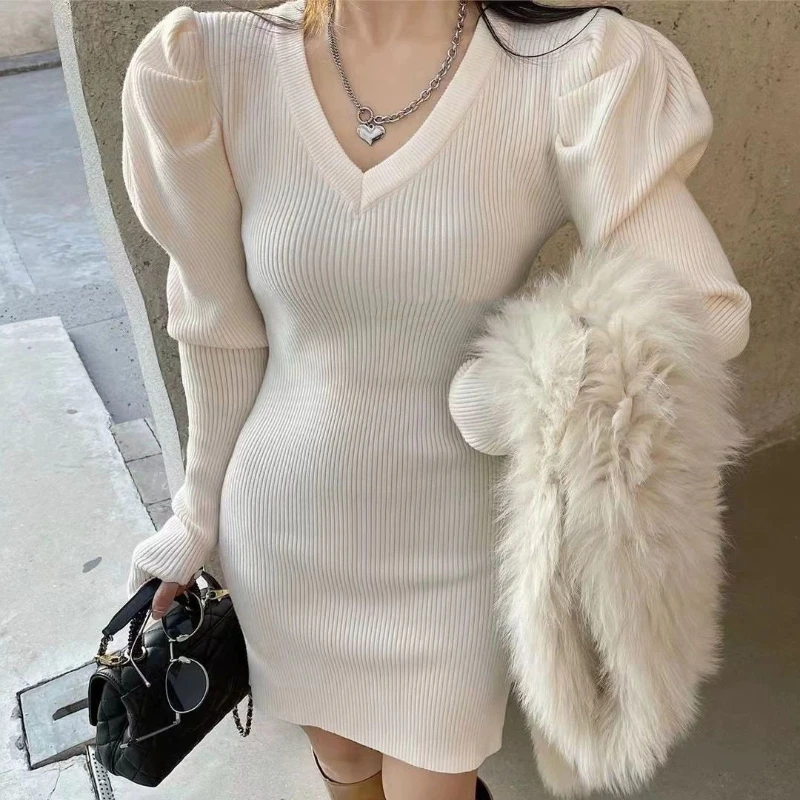 Robes rayées au Crochet pour femmes, tendance, liquidation élégante, haute qualité, automne hiver, coréenne, moulante, robe en tricot