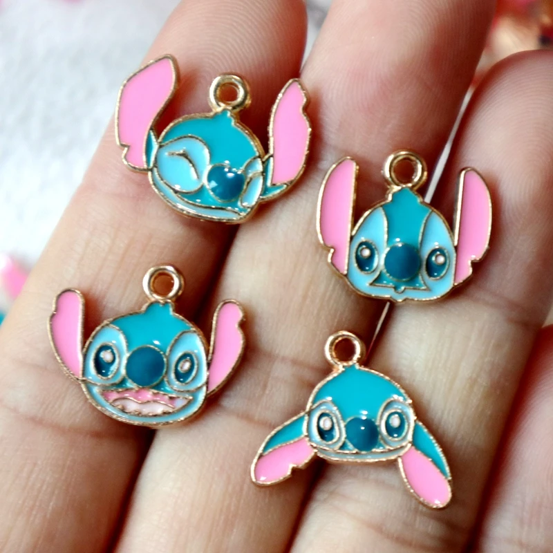 10PCS Stitching Head Enamel Alloy Pendant Cartoon Anime Metal Charms DIY Keychain Necklace Bracelet Jewelry Dangle Accessory