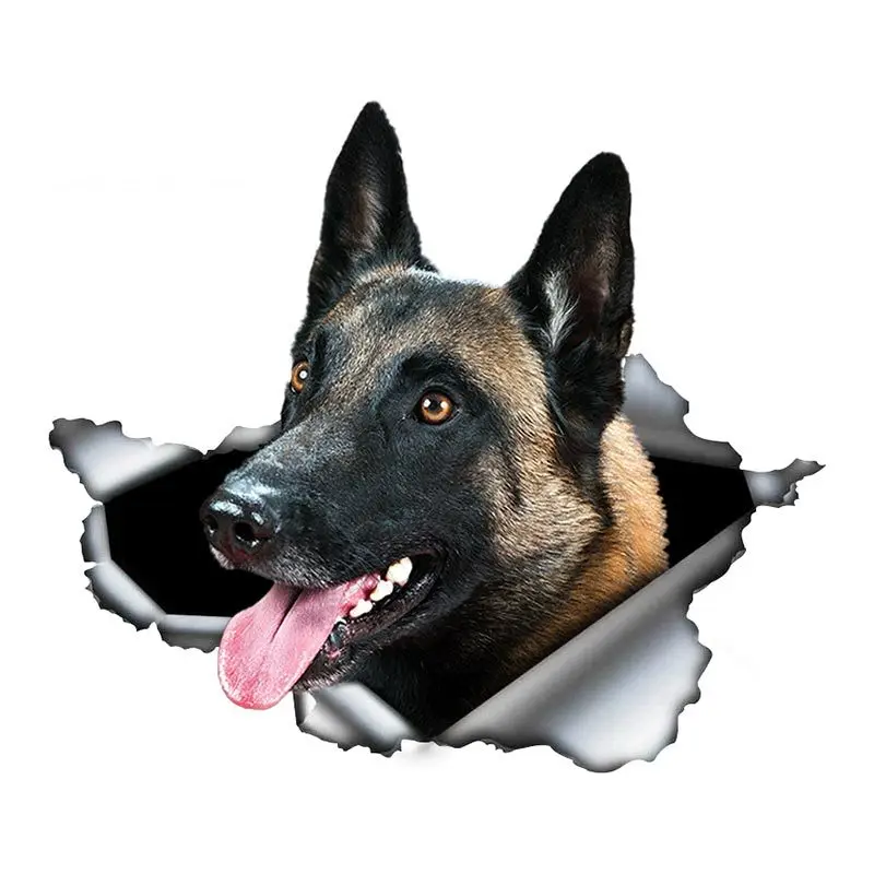 N324# Torn Metal Decal Belgian Malinois Car Sticker Waterproof Belgian Shepherd Pet Dog 3D Decals