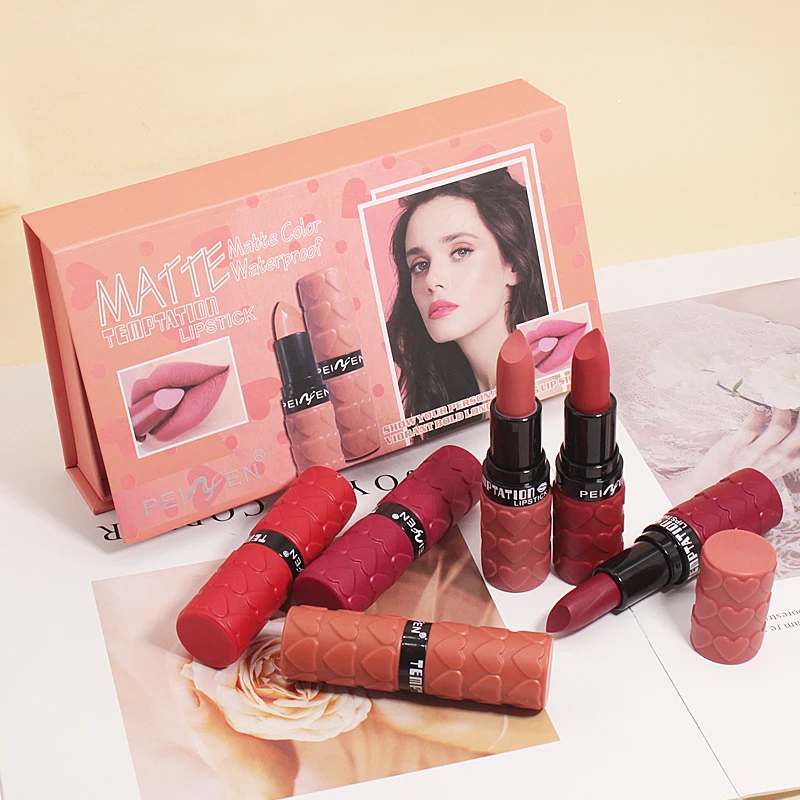 Matte Lipstick Set 6 Colors Velvet Smooth Nude Lip Stick, Long Lasting Moisturizing and Waterproof Non-Stick Cosmetic Gifts