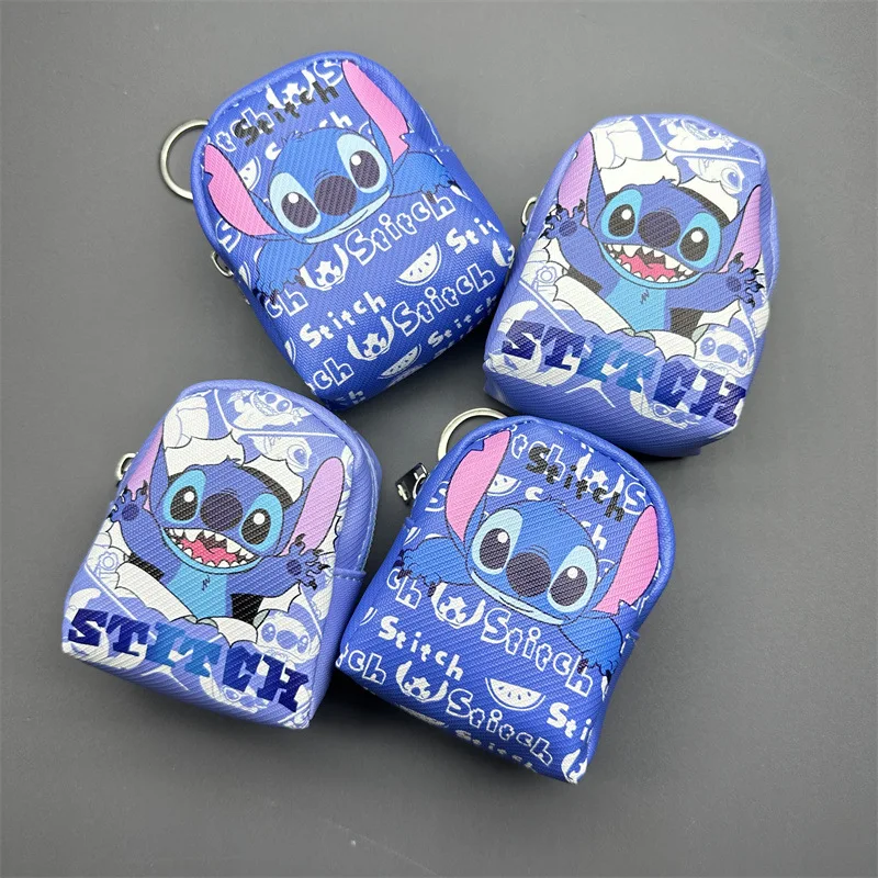 Disney-cartera Kawaii Stitch Unisex, monederos de Anime de dibujos animados, Mini bolso con cremallera, monedero, bolso para auriculares, llavero, regalo de cumpleaños para niñas