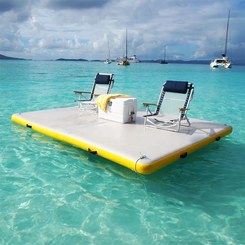 Wood Pontoon Inflatable Floating Platform Island Raft Jet Ski Yacht Dock