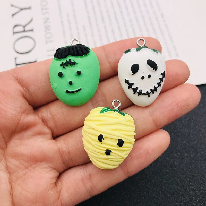 10pcs Resin Flatback Halloween Skull Charm Pendant for Keychain Earring, Scrapbooking, Jewelry DIY Making, Necklace