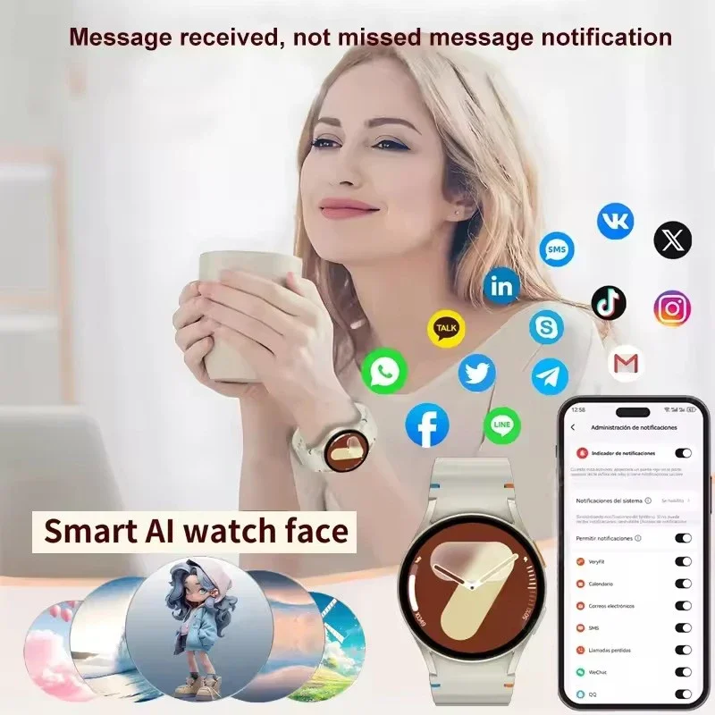 2025 ساعة جالاكسي الجديدة 7 الكلاسيكية Smartwatch الرجال AMOLED HD شاشة مساعد الصوت بلوتوث دعوة ساعة ذكية النساء لنظام أندرويد IOS