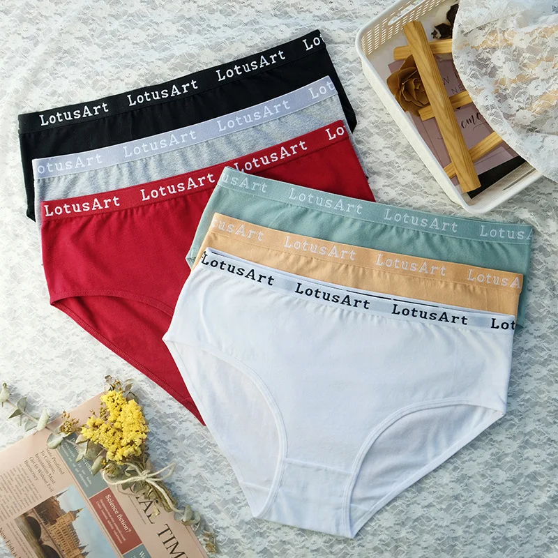 3PCS/Set Sexy Panties Solid Color Women Letters Briefs Underpants Cotton Underwear Seamless Girls Intimates Low-Rise Lingeries