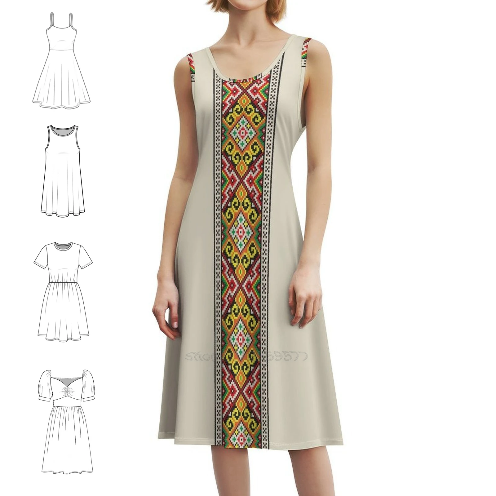 

Красочная Вышиванка. Украинское платье с вышитым узором и вырезом в форме сердца, элегантное летнее праздничное платье для женщин, Вышиванка