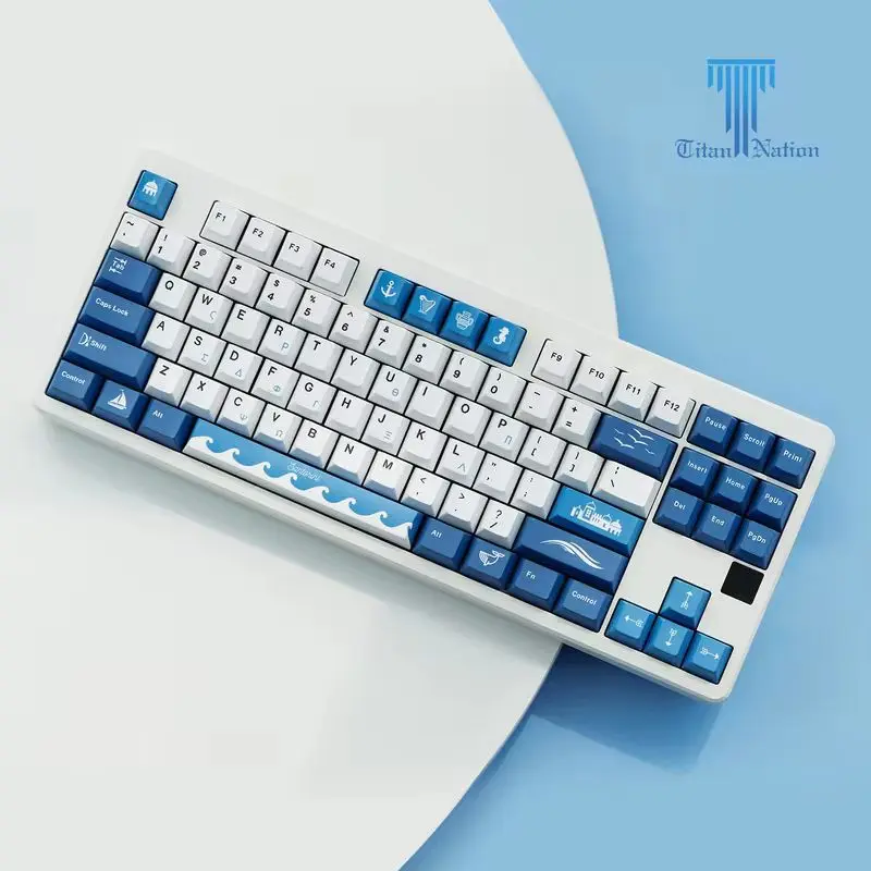 Titan Nation Santorini Thema Keycaps 134-toetsen Pbt Originele fabriekshoogte Thermische sublimatie Mechanische toetsenbordsleuteldop