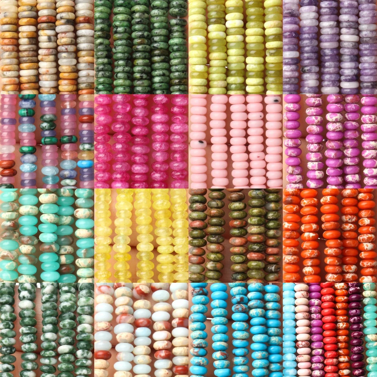 4x2mm Naturstein Rondelle Perlen Abacus Form Amethyst Jaspis Malachit Achat Lose Spacer Schmuck Armband Halskette Zubehör