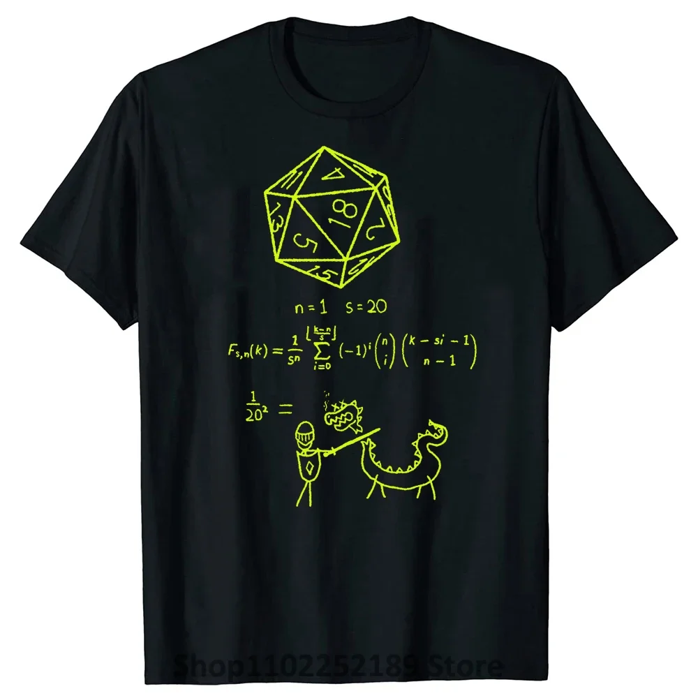 Camiseta Novedosa con Diseño de la Ciencia del Dado de 20 Caras, Camiseta Gráfica de Algodón, Estilo Urbano, Manga Corta, DND D20, Jugador de Dungeons, Dado de Dragón