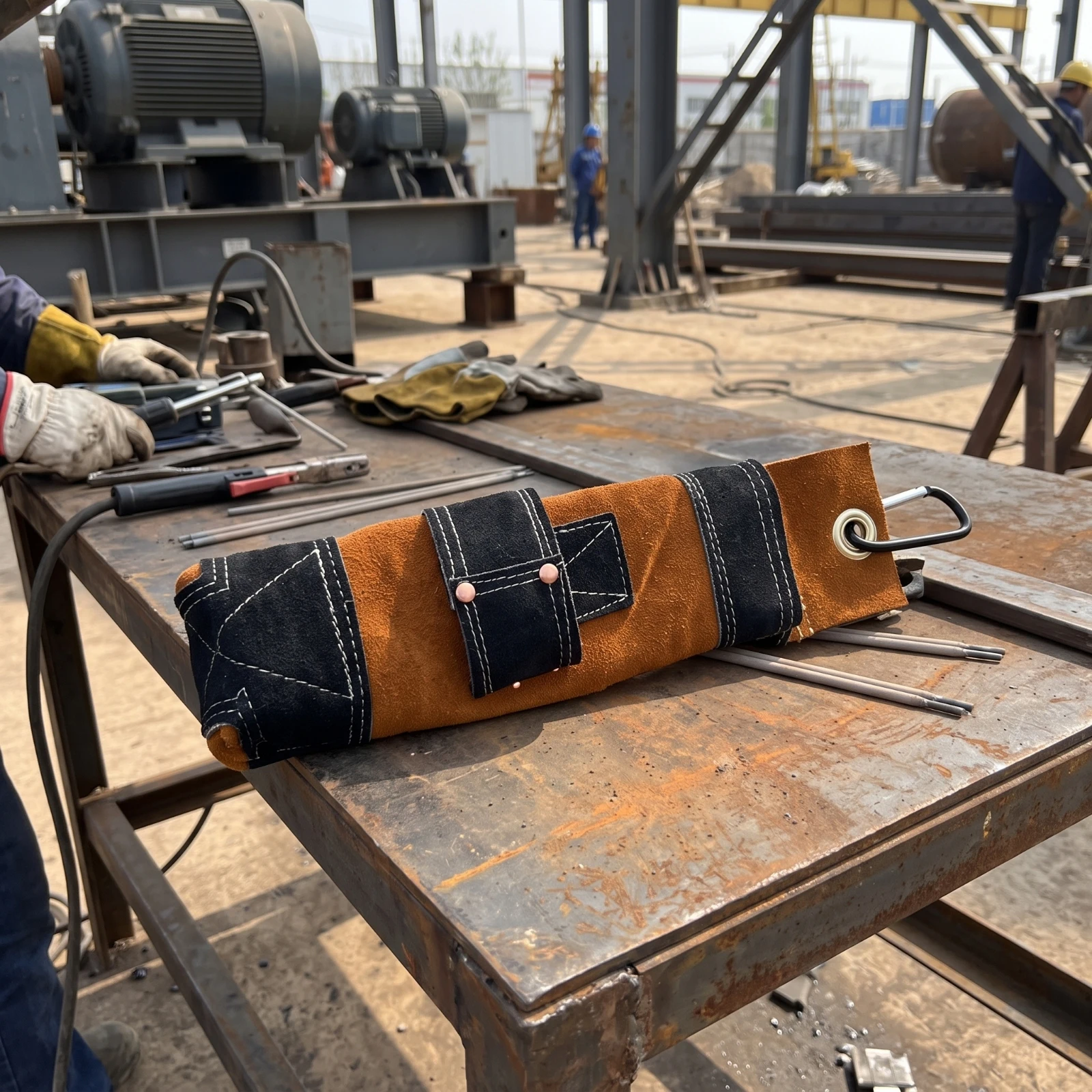 Leather Soldering Rod Pouch Split Cowhide Soldering Tool Bag Holder Heavy-Duty Long-Lasting for Welders, Construction Sites