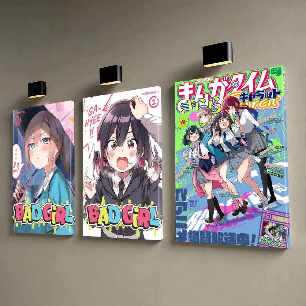 Classic Anime B-Bad Girl Framed Wall Painting Canvas Wall Prints for Bedroom Living Area Office Hanging Picture Decor
