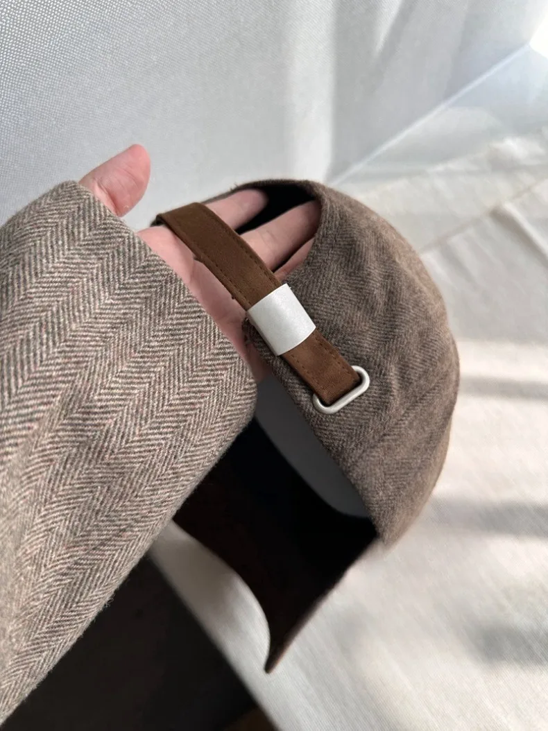 USPOP Herbst-Winter-Baseballkappe aus Wolle mit Fischgrätenmuster, harte Oberseite, englischer Stil, klassischer Luxus für Männer und Frauen – Detail 5