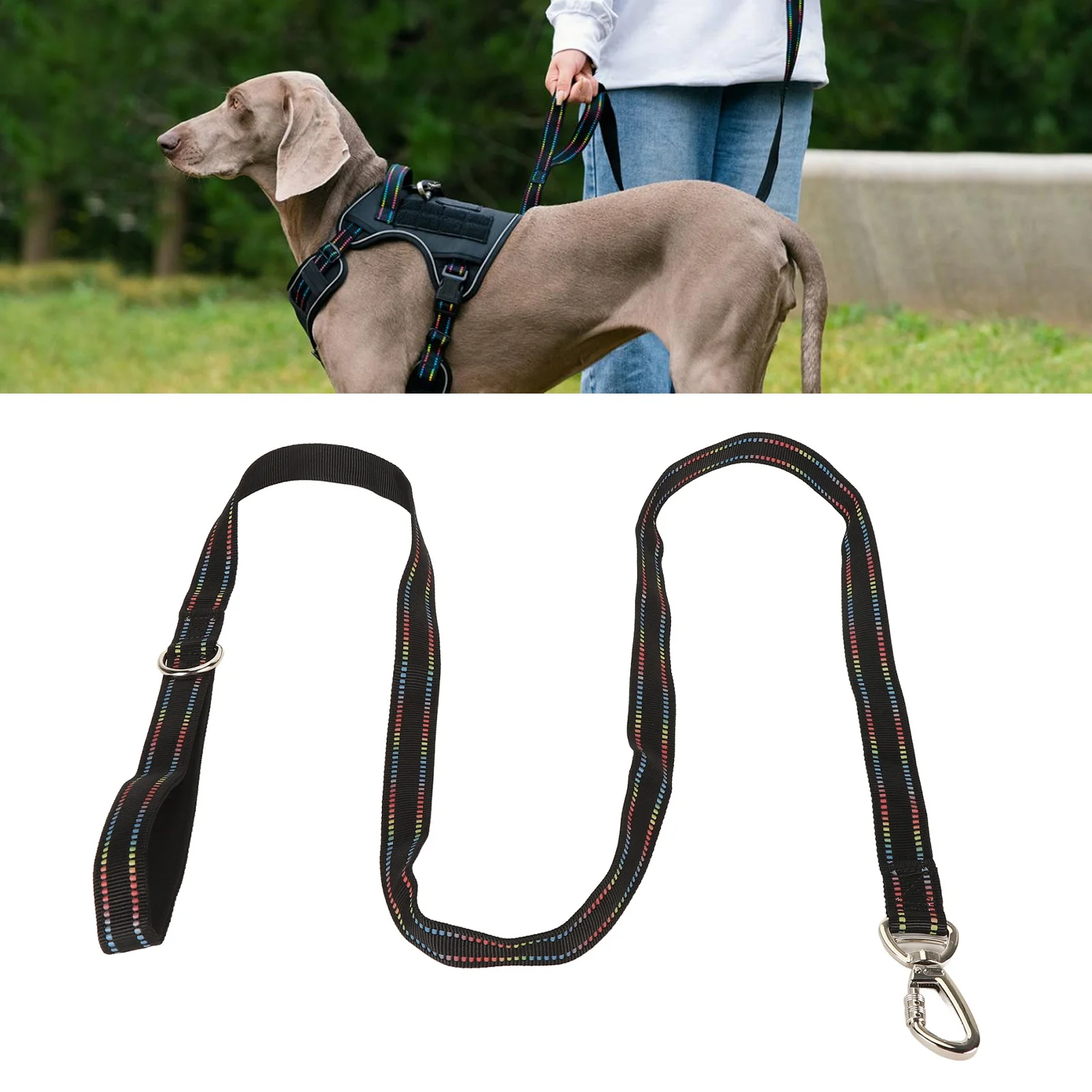 

Pet Leash Fluorescent Dog Traction Rope Secure Locking Fabric Training Leash For Walking Shopping Camping