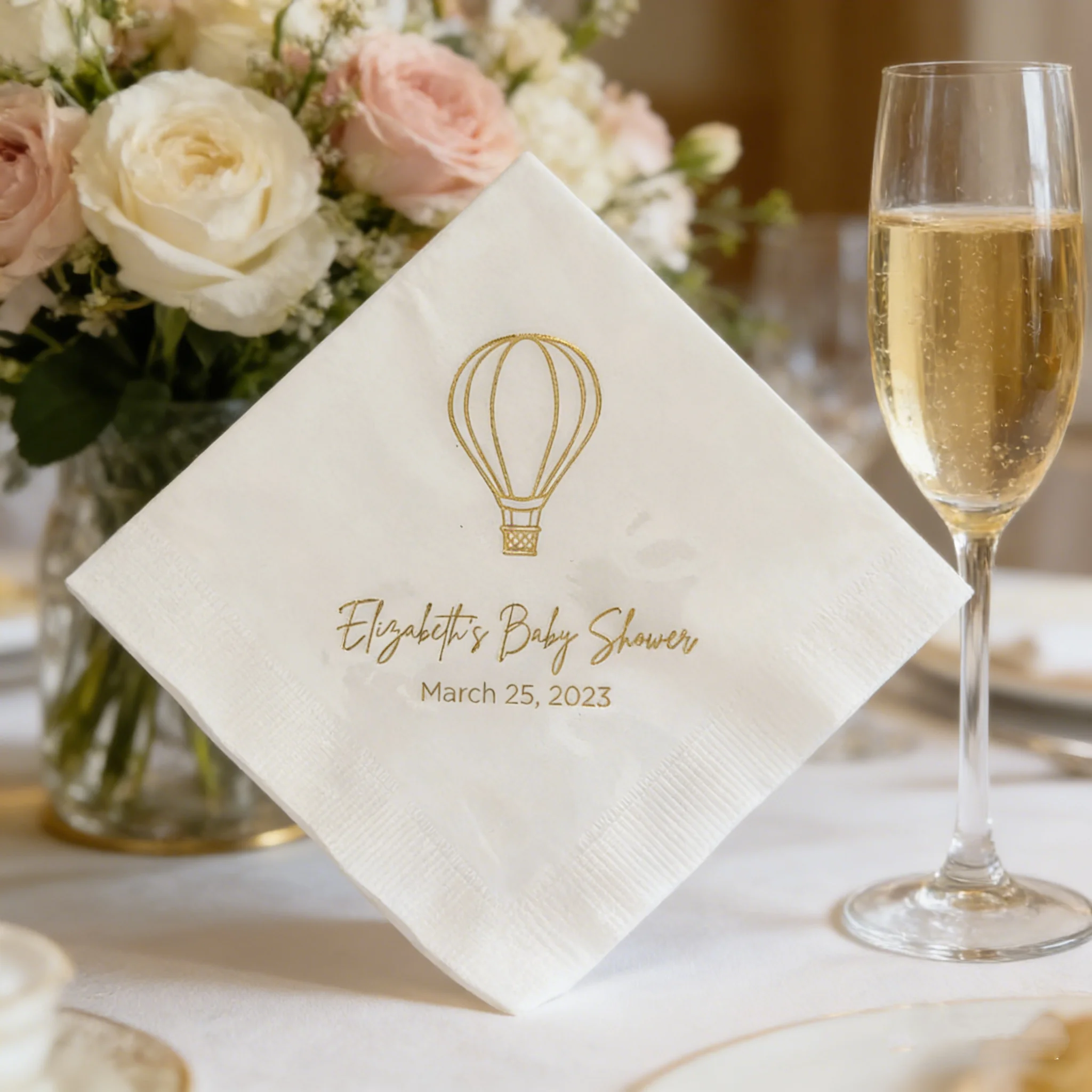 

50 шт. персонализированных салфеток с воздушными шарами для детского праздника, с индивидуальной монограммой, для коктейлей, напитков, обедов, ужинов, гостевые полотенца