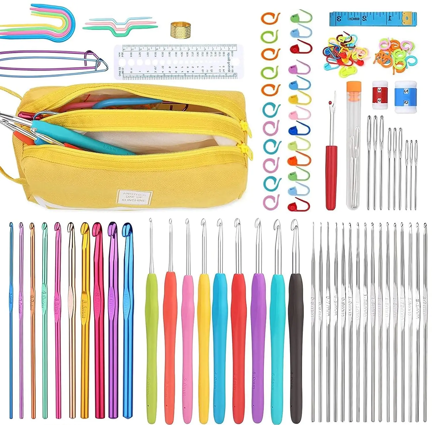 

Набор для вязания крючком Fenrry для начинающих, набор эргономичных крючков для вязания крючком с мягкой ручкой, набор крючков для вязания, маркеры для вязания