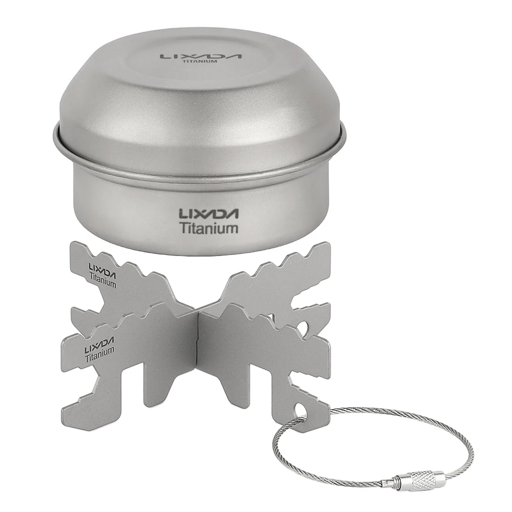 Lixada Portable Mini Titanium Stove w Lid Cross Stove Stand Rack Outdoor Camping Hiking Backpacking Stove