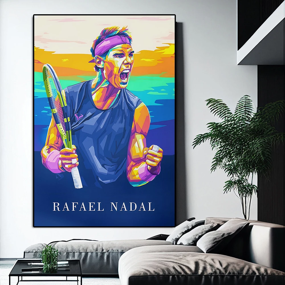 Pintura en lienzo de grafiti de estrella deportiva famosa, póster de retrato de jugador de tenis, Impresión de Club, arte de pared, Mural, sala de estar, decoración del hogar