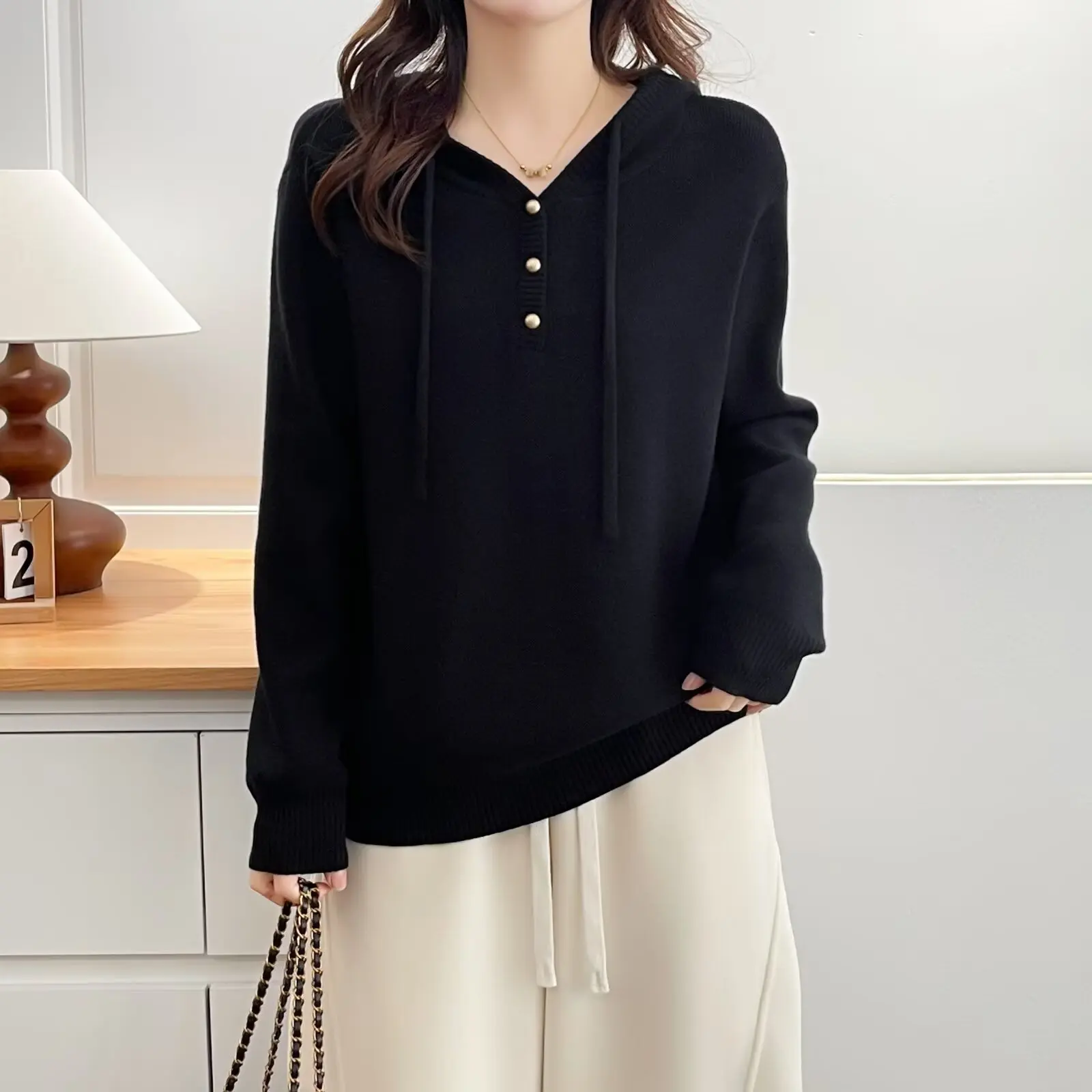 

XXXL модная женская одежда больших размеров, свитера, повседневный утолщенный вязаный трикотаж с капюшоном для женщин осенью и зимой 2025