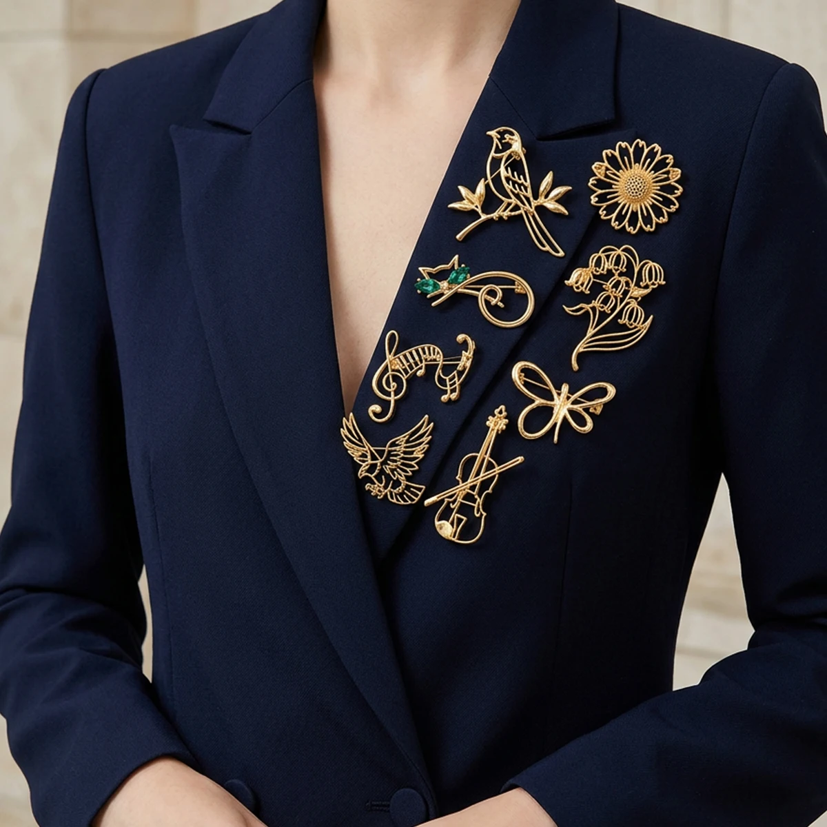 Luxury Openwork Metal Combination Brooches for Women Unisex Creative Pins Office Party Friend Funny Gifts Jewelry Accessories