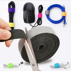 1m-5m USB Cable Organizer Ties Reusable Nylon Cable Management Wire Winder Tape Earphones Cord Cable Ties Home Office Organizer