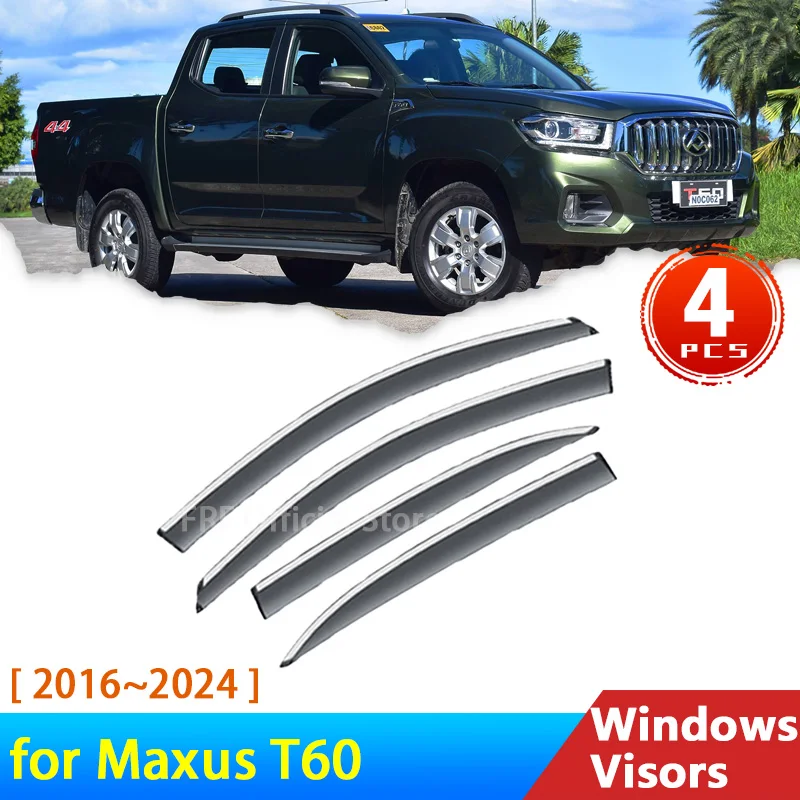 Deflectors for Maxus T60 2016~2024 2023 2020 2019 Accessories Car Side Windows Visors Rain Eyebrow Sun Visor Awning Trim Sticker