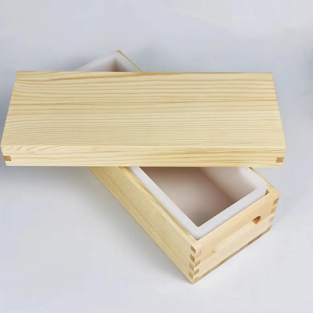 Natural Wood Frame Soap Mold 1300G Rectangular Loaf DIY Cold Process Soap Making Mold with Food-Grade Silicone Liner