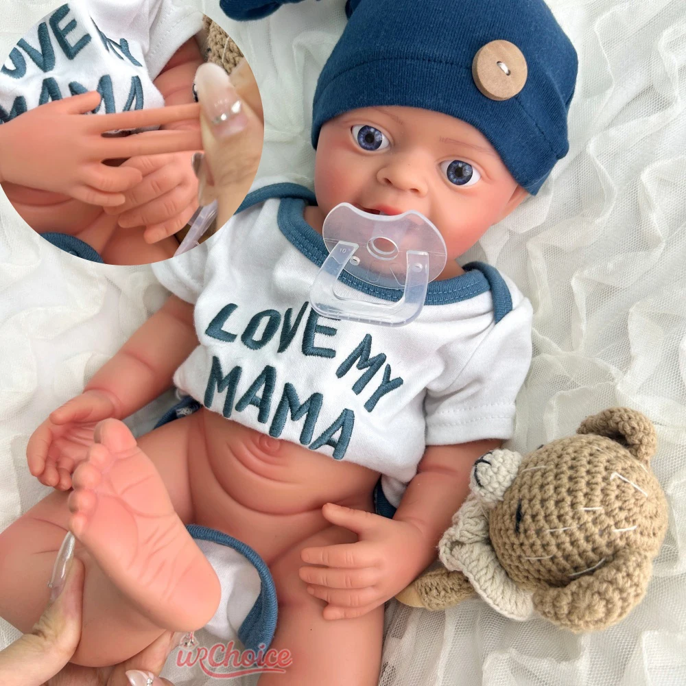 

Realistic 18Inch Flexible Silicone Reborn Baby Boy Hand-Painted Details Weighted Doll for Elderly Comfort and Companionship
