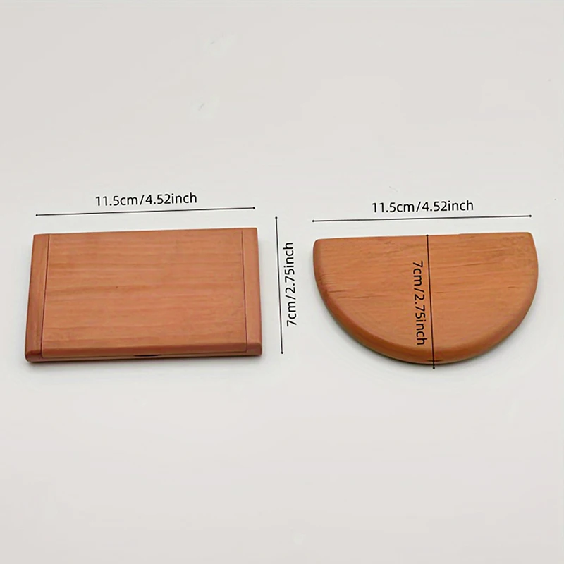 Mini espejo de maquillaje Vintage, espejo plegable portátil rectangular de Peachwood para niña y mujer, juego de espejo de peine de madera duradero 2 en 1